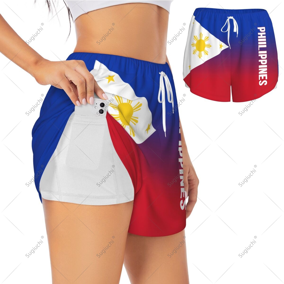 Pilates Yoga Fit - Women Girl Sports Shorts Philippines Flag