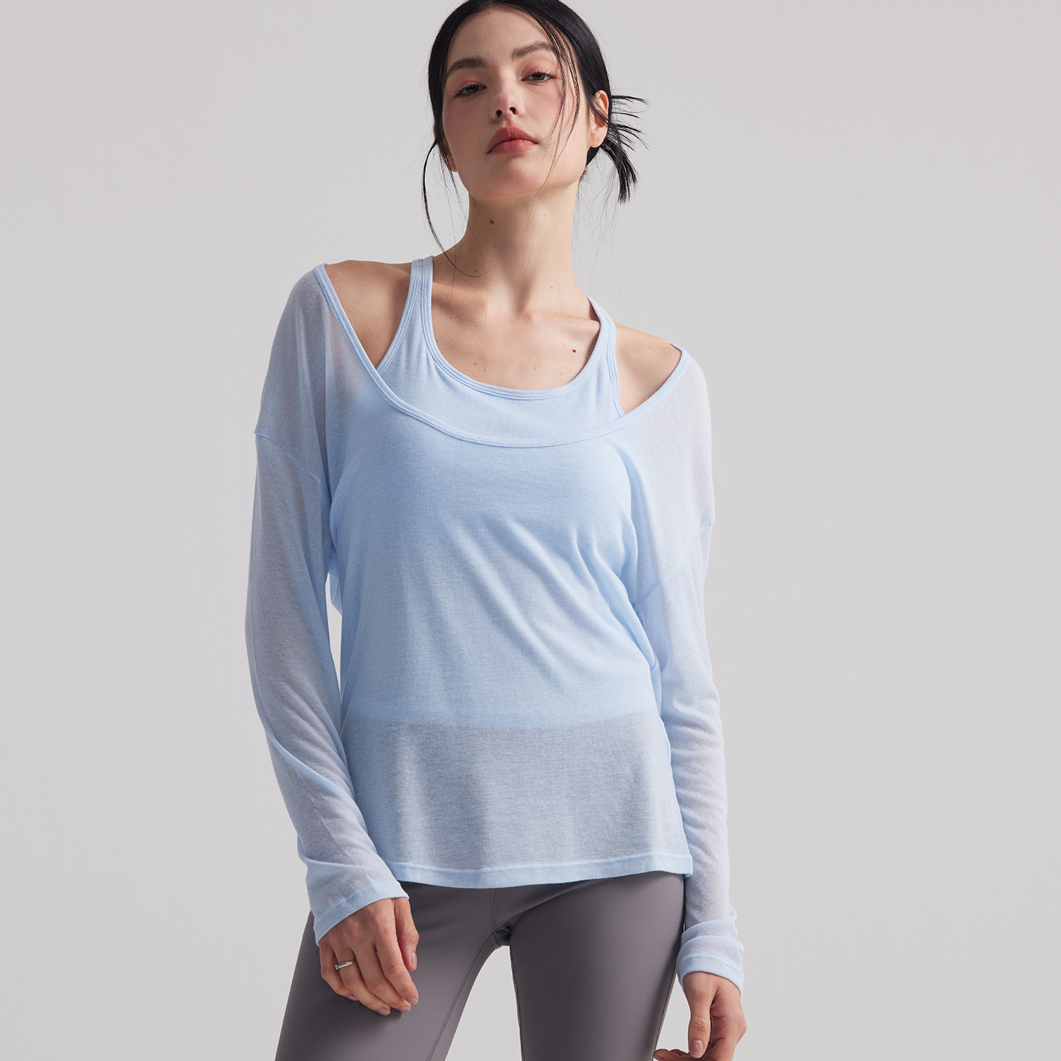 Women Loose Semi Sheer Long Sl - đánh giá và giá Pilates Yoga Fit